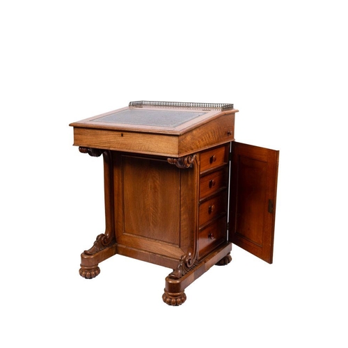 1250 - A Victorian walnut Davenport, by Thomas Filmer, London, circa 1870; the top with brass three quarter... 