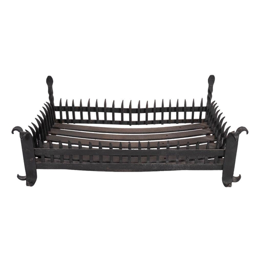 1269 - A substantial wrought iron fire basket, 20th century; of rectangular form; the front, back and sides... 