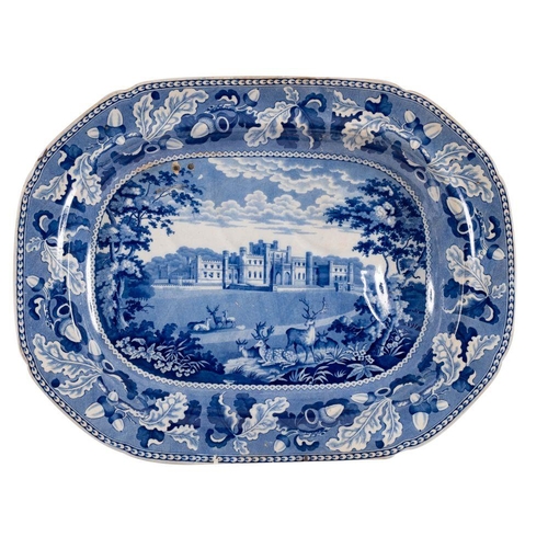 172 - A transfer decorated pottery meat plate, from the Crown Acorn and Oak Leaf Border Series printed wit... 