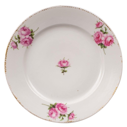 237 - A Swansea dessert plate painted with scattered sprays of pink roses, gilt dentil rim, circa 1820, 22... 