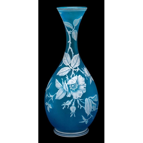 3 - A Stourbridge cameo glass bottle vase, attributed to Thomas Webb & Son of baluster form with slender... 