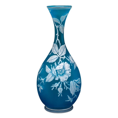 3 - A Stourbridge cameo glass bottle vase, attributed to Thomas Webb & Son of baluster form with slender... 