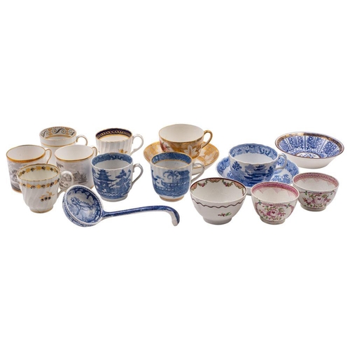 302 - A mixed lot of late 18th/19th century English ceramics including a Coalport cup and saucer of Bute s... 