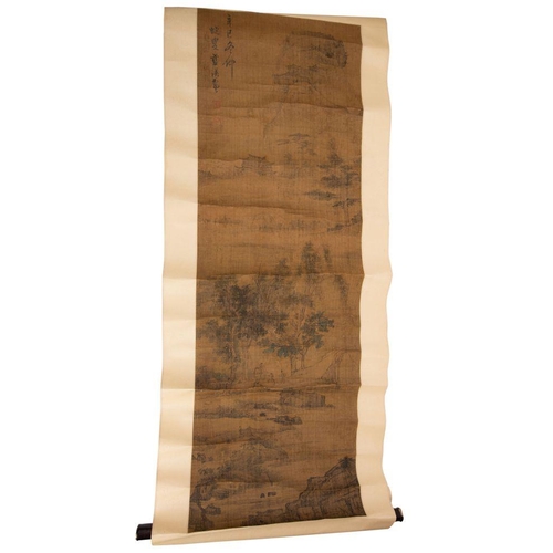 591 - A Chinese hanging scroll painting, attributed to Lan Ying [1585-circa 1664] painted in black with a ... 