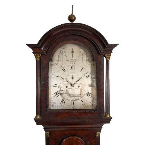 686 - Church Brown, New Town, a mahogany longcase clock the thirteen-inch break-arch silvered dial fully e... 