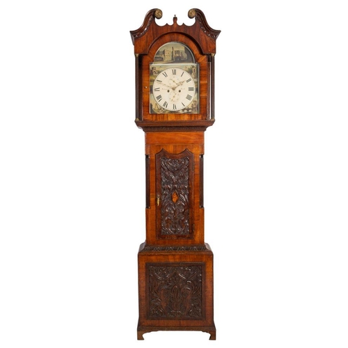 688 - Schwerer, York a mahogany longcase clock the eight-day duration movement striking the hours on a bel... 