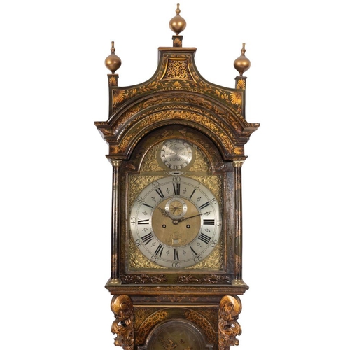 690 - William Stumbels, Totnes a lacquered longcase clock the eight-day duration movement striking the hou... 