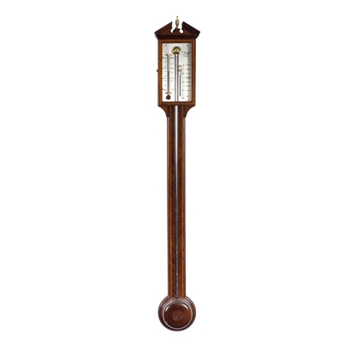 695 - Comitti & Son, London a reproduction stick barometer the mahogany case having decorative inlaid stri... 