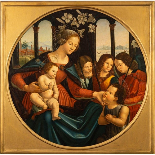 702 - After Domenico Ghirlandaio (Florence, 1448-1494) The Virgin and Child with the Infant St John and an... 