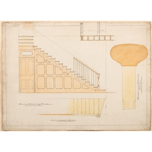 782 - British School, late 19th / early 20th century Design for a Corinthian temple by William Round penci... 