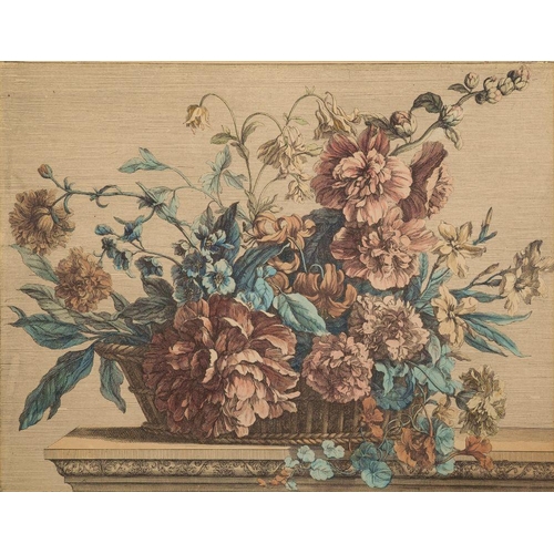 790 - After Jean Baptiste Monnoyer (French, 1636-1699) Baskets of Flowers; a pair each bearing publisher's... 