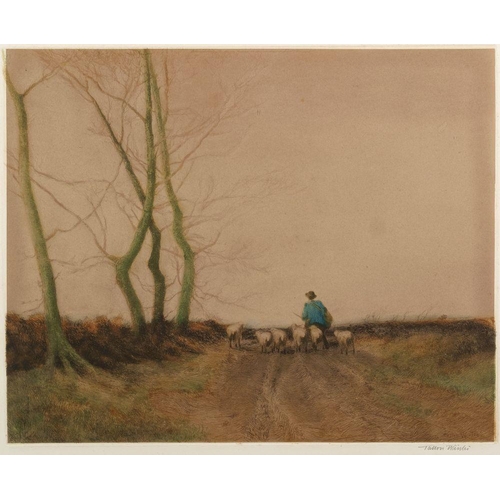 809 - William Tatton Winter (British, 1855-1928) Four etchings; The Picnic, A Summer Pastoral, A Shepherd ... 