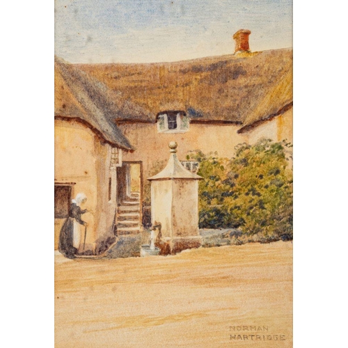 825 - Norman Hartridge (British 20th century school) Four village scenes each signed lower right watercolo... 