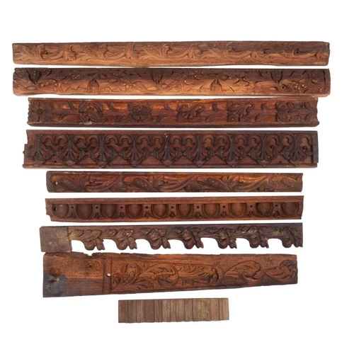 900 - A quantity of wood architectural mouldings, late 19th/early 20th century, mostly oak, including egg-... 