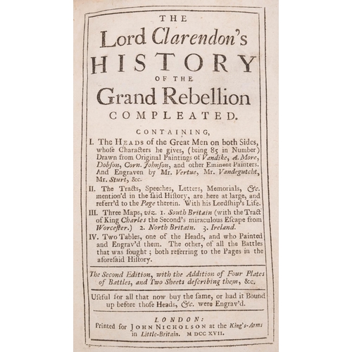 116 - CLARENDON, Edward Hyde - The Lord Clarendon's History of the Great Rebellion Compleated. Cont. full ... 