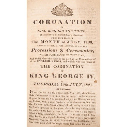 122 - CORONATION :  a bound collection of eleven Pamphlets,, relating to coronations :- a) A Complete Acco... 