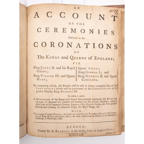 122 - CORONATION :  a bound collection of eleven Pamphlets,, relating to coronations :- a) A Complete Acco... 