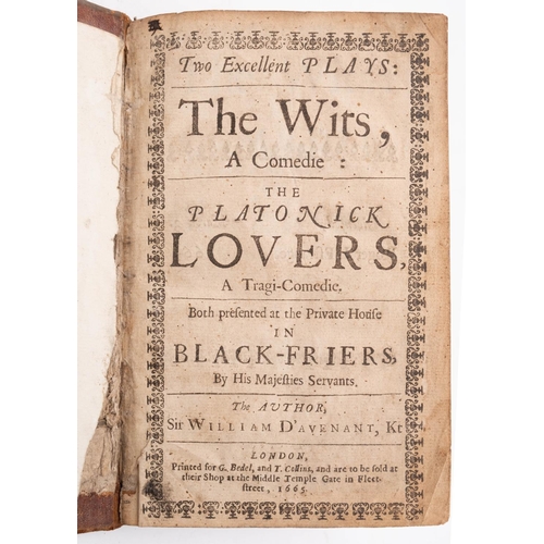 124 - D'AVENANT, Sir William - Two Excellent Plays : The Wits, A Comedie : The Platonick Lovers, A Tragi-C... 