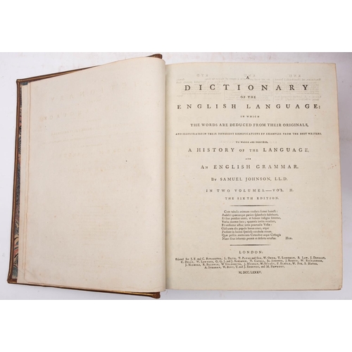 149 - JOHNSON, Samuel - A Dictionary of the English Language : in which the words are deduced from their o... 