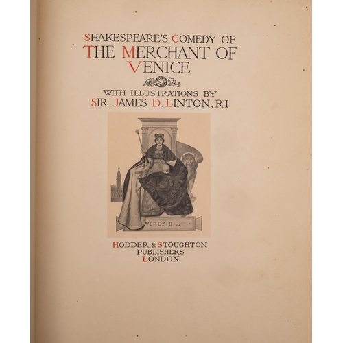 154 - LINTON, James D  ... (illustrator) The Merchant of Venice : 36 colour plates. Org. vellum soiled and... 