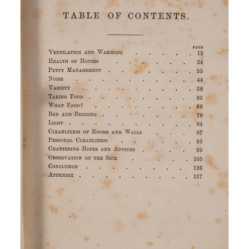 163 - NIGHTINGALE, Florence - Notes on Nursing : What It Is, And What It is Not. Original cloth titled in ... 