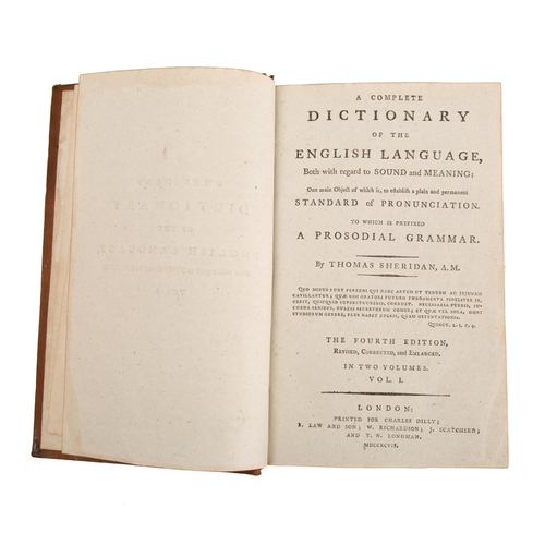 183 - SHERIDAN, Thomas - A Complete Dictionary of the English Language : 2 vols with 2 title-pages and hal... 