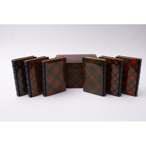 188 - TARTAN WARE BINDING : Boxed Set of six volumes of Walter Scott each with Tartan Ware covers black mo... 