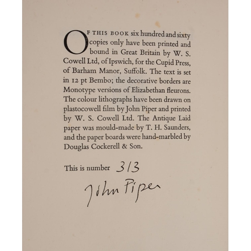 19 - PIPER, John ..(Illustrator) Elizabethan Love Songs : Edited by  John Hadfield. Eight chromolithograp... 