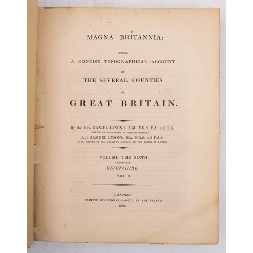 261 - LYSONS, D & S,  Magna Britannia... Devonshire, 2 vols., later cloth, 4to, double page map of Devon, ... 