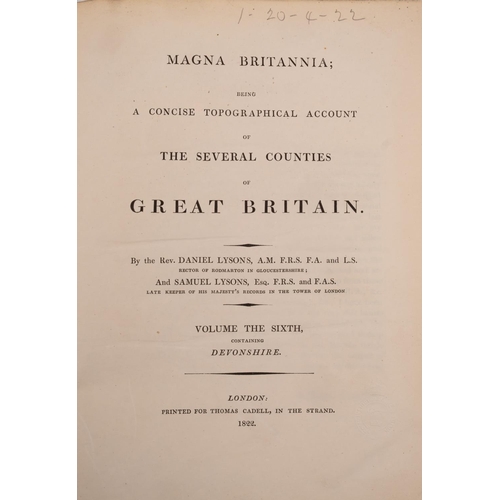 261 - LYSONS, D & S,  Magna Britannia... Devonshire, 2 vols., later cloth, 4to, double page map of Devon, ... 