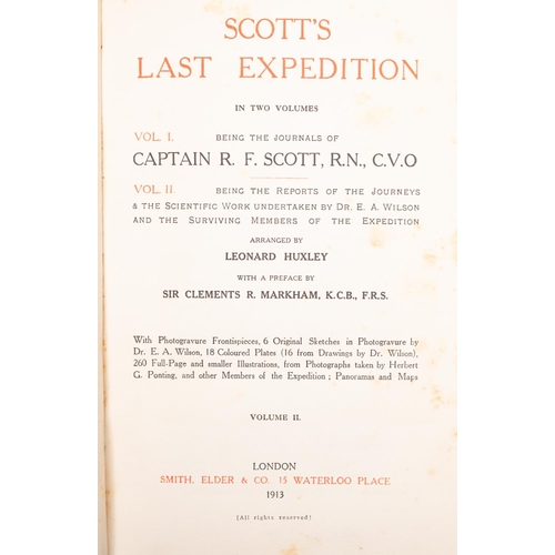 274 - SCOTT'S Last Expedition in two volumes. Being the Journals of Captain R. F. Scott. Plates, maps. 4to... 