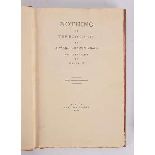 3 - BOOKPLATES - Nothing or the Bookplate by Edward Gordon Craig with a hand list by E. Carrick : 50 tip... 