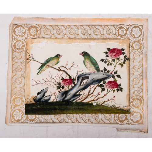 366 - CHINESE RICE PAINTINGS: 19th century scrap album containing loose TWELVE Chinese pith paintings with... 