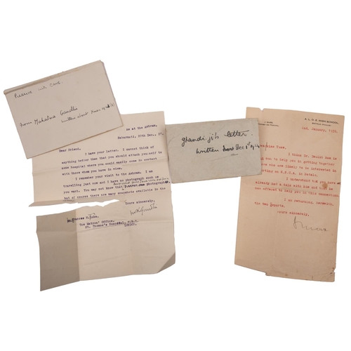 373 - GHANDI, Mahatmar K ... ( 1869 - 1948 ) typed letter in red ink, signed by Ghandi, etc.addressed '' a... 