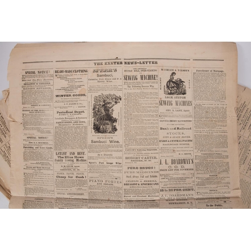 389 - NEWSPAPERS -  A bundle of Exeter, New Hampshire, newspapers 1857 - 1869.  *Includes many reports con... 