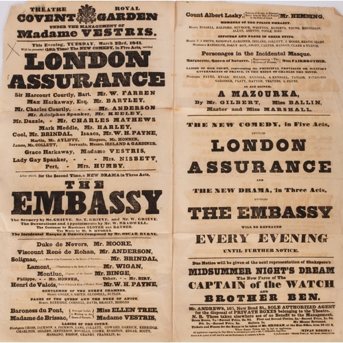 395 - PLAYBILLS - Theatre Royal, Convent Garden, September 30, 1816. '' The Italian Lover,'' etc.   With -... 