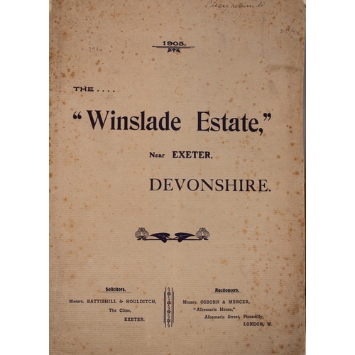 404 - WINSLADE ESTATE near Exeter, sale catalogue auctioneers Osborne and  Mercer. Large folding map, foli... 