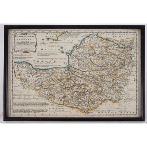 408 - BOWEN, Eman - Somersetshire Divided into Hundreds ... map with original outline hand colouring. 330 ... 