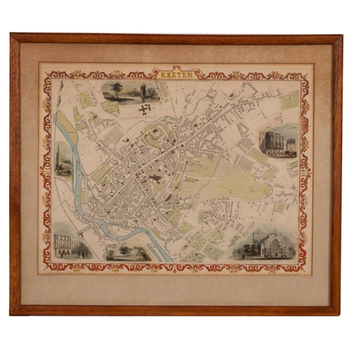 436 - RAPKIN, J - Exeter : hand coloured plan with six vignette views and decorative border.  Size: 295 x ... 