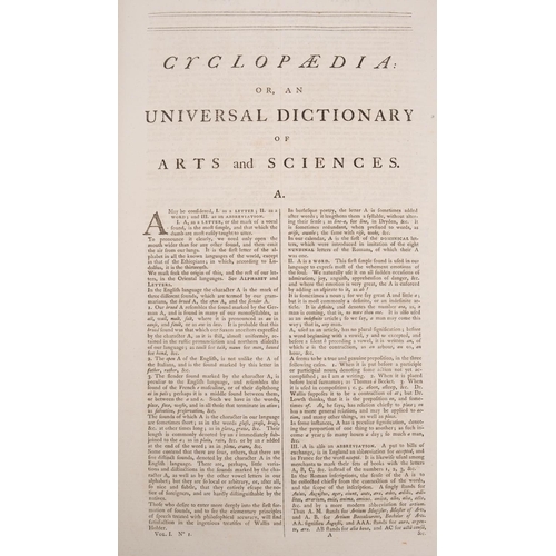 7 - CHAMBERS, E & REES, Abraham -  Cyclopaedia : or, an Universal Dictionary of Arts and Sciences ... wi... 