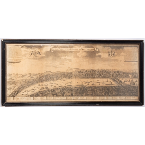 440 - SOUTH PROSPECT OF LONDON AND WESTMINSTER large panoramic copper engraving.  Size: 1200 x 490 mm. Ext... 