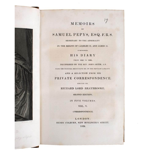 171 - PEPYS, Samuel : Memoirs of Samuel Pepys, Esq. F.R.S ... Comprising His Diary from 1659 to 1669 ... E... 