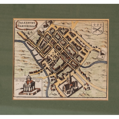 442 - SPEED, John - Salisbury : hand coloured 17th century plan, Size  : 130 x 105mm. Taken from Speed's m... 