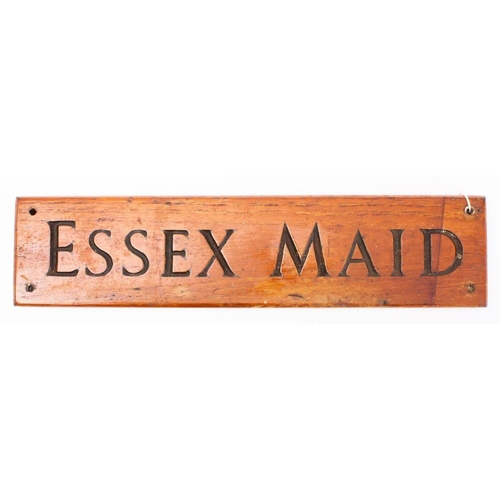 151 - A carved wooden nameplate possibly for The Royal Navy armed yacht HMS 'Essex Maid': 9 x 38cm.  *Note... 