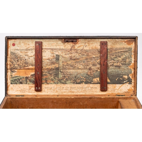 189 - A late 19th/ early 20th century pine seaman's chest: the rectangular top with tarred canvas cover, e... 