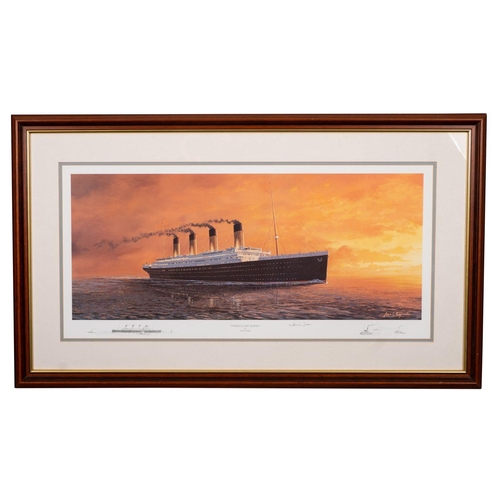 35 - After Adrian Rigby, 'Titanic's Last Sunset' signed in pencil by Millvina Dean to margin: with COA to... 