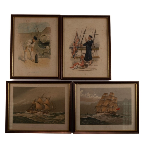 36 - 'The British Navy. Past and Present' A framed set of lithographs removed from the above title and fr... 