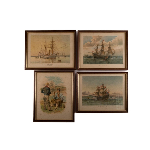 36 - 'The British Navy. Past and Present' A framed set of lithographs removed from the above title and fr... 