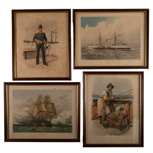 36 - 'The British Navy. Past and Present' A framed set of lithographs removed from the above title and fr... 