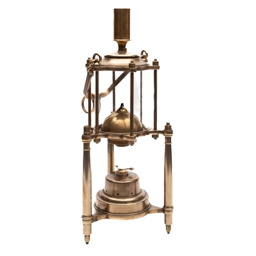 385 - A brass reproduction of an underwater oil lamp after Louis Denayrouse:, based upon the 1873 design, ... 